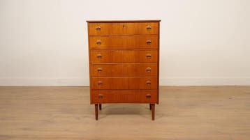 Vintage ladekast | 6 lades  | 104 cm | Teak, Ophalen of Verzenden, Nieuw