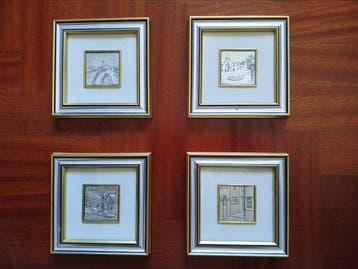 Alliani - Reliëf, Set di 4 Bassorilievi in Argento 925/1000