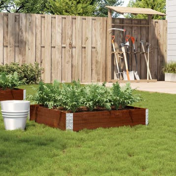 vidaXL Plantenbak 100x100 cm massief grenenhout bruin, Tuin en Terras, Bloembakken en Plantenbakken, Verzenden, Nieuw, Hout