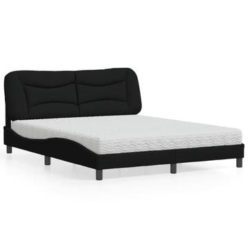 vidaXL Bed met matras Hvar stof zwart 160x200 cm, Huis en Inrichting, Slaapkamer | Bedden, Verzenden, Zwart, 200 cm, Stof