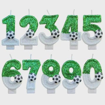 Voetbal Cijfer Kaarsen - Glitter & Graduele Kleurverandering, Verzenden, Nieuw