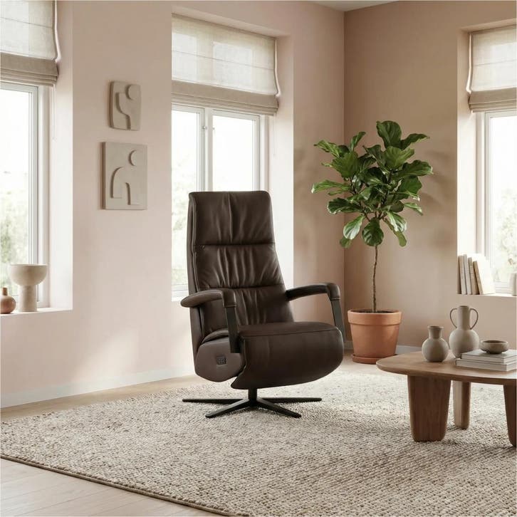 Leren elektrisch relaxfauteuil Core - Toledo Espresso, Huis en Inrichting, Fauteuils, 50 tot 75 cm, 75 tot 100 cm, Nieuw, Leer