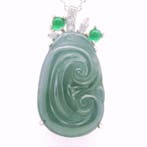 Jade - Zilver, S925 zilveren gegraveerde en Ruyi-hanger -