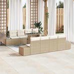vidaXL Tuin Sofa Set met kussen met opslag 9 pcs Beige en, Verzenden, Nieuw, Rotan, Meer dan 8 zitplaatsen