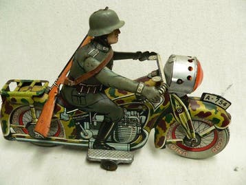 Arnold - Soldaat op een motorfiets - Opwindmotor - 1930-1939, Antiek en Kunst, Antiek | Speelgoed