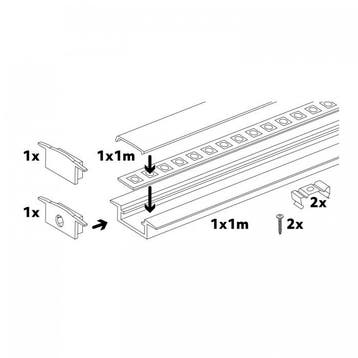 Kobi LED inbouwprofiel P02 wit 1 meter met opale afdekkap, Ophalen of Verzenden, Nieuw