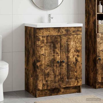 vidaXL Badkamer onder wastafel kast Gerookt eiken 56 x 37,5, Verzenden, Nieuw