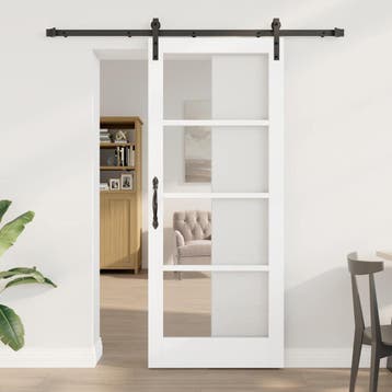 vidaXL Schuifdeur ORKDAL Wit en zwart 83 x 202 cm, Verzenden, Nieuw