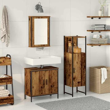 vidaXL Badkamermeubelset 3 st Bruin 33 x 33 x 120,5 cm, Huis en Inrichting, Verzenden, Nieuw, Overige typen