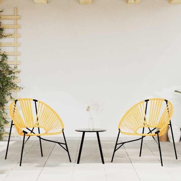 vidaXL Set tuinstoelen 3-delig poly rattan zwart en geel, Verzenden, Nieuw