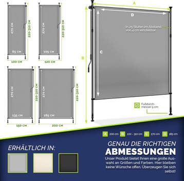 Klemluifel - Balkon luifel - Verticale luifel - 200x310 cm -, Verzenden, Zo goed als nieuw