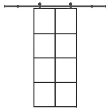 vidaXL Schuifdeur met beslag 90x205 cm ESG-glas en aluminium, Verzenden, Nieuw