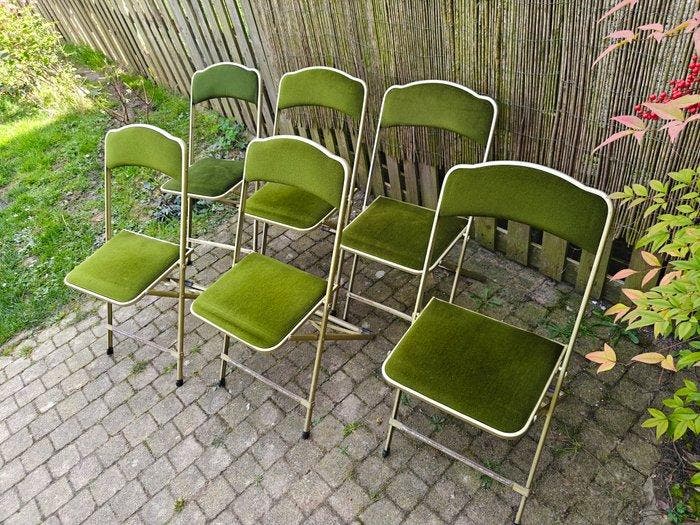 Klapstoel - Fluweel, Metaal - Zes vintage Opera, Antiek en Kunst, Kunst | Designobjecten