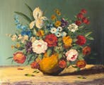 Toni de Vos (XX) - Still life of a vase of flowers, Antiek en Kunst, Kunst | Schilderijen | Klassiek