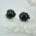 Zilver - Oorbellen - Natuurlijke onyx, Antiek en Kunst