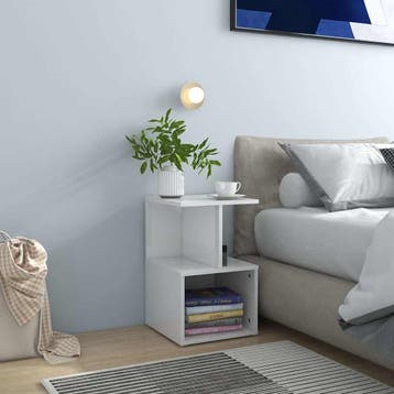 vidaXL Nachtkastje 35x35x55 cm bewerkt hout hoogglans wit, Minder dan 45 cm, Verzenden, Nieuw, 55 tot 70 cm