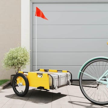vidaXL Fietstrailer oxford stof en ijzer geel, Verzenden, Nieuw