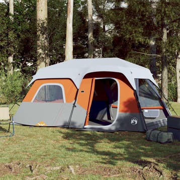 vidaXL Tent 9-persoons waterdicht met LED lichtgrijs en, Verzenden, Nieuw, Tot en met 2