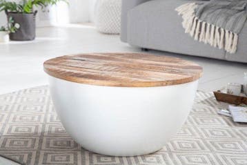Ronde salontafel INDUSTRIELE OPSLAG 60cm wit natuurlijk, Ophalen of Verzenden, Nieuw