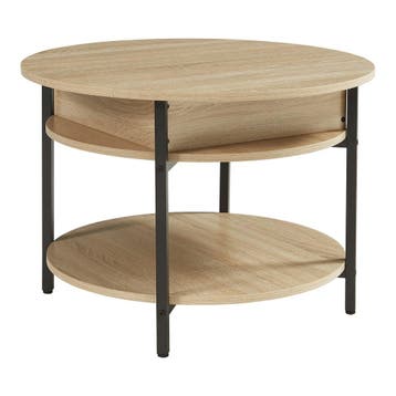 Salontafel Kandas rond eikenkleurig en zwart Ø70 cm [en.casa, Huis en Inrichting, Tafels | Salontafels, Verzenden, Nieuw