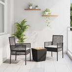 vidaXL Tuin Bistro Set 3 pcs Zwart poly rattan, Tuin en Terras, Verzenden, Nieuw, Rotan