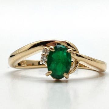 Ring - 18 karaat Geel goud Smaragd, Nieuw