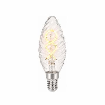 LED kaarslamp geribbeld glas E14 | 2 watt dimbaar | 2400K, Verzenden, Nieuw, E14 (klein), Overige typen