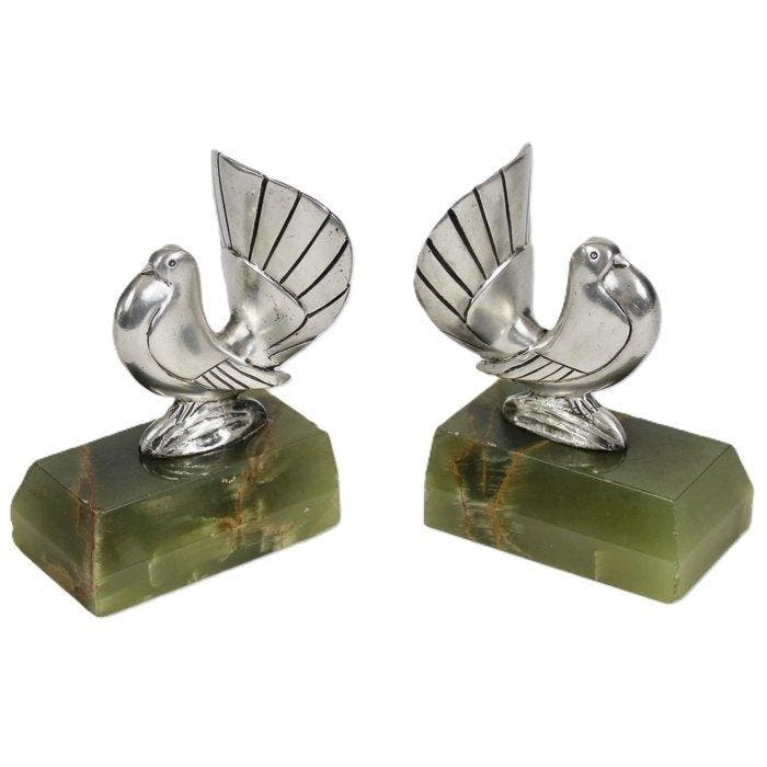 Podiebrad - Boekensteunen (2) - Gestileerde duiven -, Antiek en Kunst, Kunst | Designobjecten