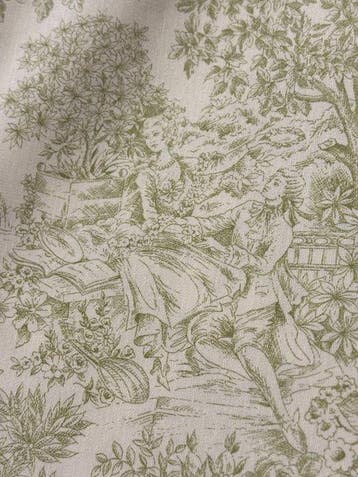 Klassieke cretonne-stof Toile de Jouy lichtgroen - Textiel -, Antiek en Kunst