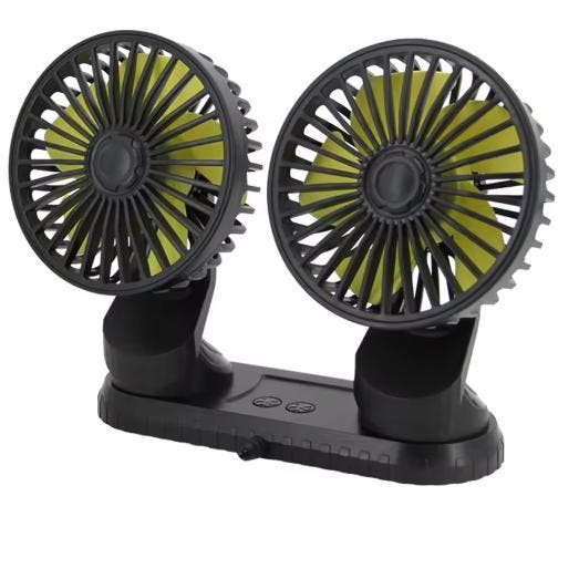 Auto Ventilator Dubbele Kop 360° USB 3 Snelheden 12V 24V, Witgoed en Apparatuur, Ventilatoren, Nieuw, Verzenden
