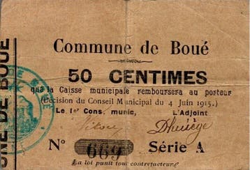 50 Centimes France Komitat 02450 Mud 50 Cent Gutschein 06..., Verzenden