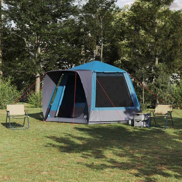 vidaXL Camping Tent Huisje met dak Blauw 420 x 420 x 227 cm, Verzenden, Nieuw, Tot en met 2
