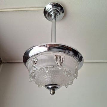 Ezan France - Plafondlamp - verchroomd koper. persglas