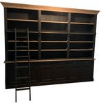 Boekenkast zwart met eiken lijsten en trap Reewijk 300cm, Huis en Inrichting, Kasten | Boekenkasten, Ophalen of Verzenden, Nieuw