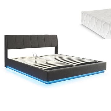 Tweepersoonsbed Tröstiar met matras en LED 180x200 cm zwart, Verzenden, Nieuw