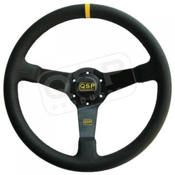 QSP Sportstuur Leder 70mm Diep (Deep Dish) Zwart B5619, Auto diversen, Nieuw