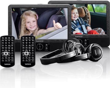 2 Draagbare DVD Speler - Met scherm - Auto - Zwart - DVP-939, Verzenden, Zo goed als nieuw