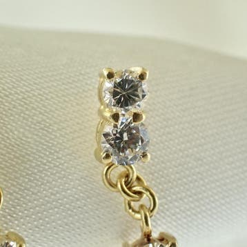 22 Karaat gouden Oosterse oorstekers met zirconia, Sieraden, Tassen en Uiterlijk, Oorbellen, Gebruikt, Ophalen of Verzenden, Met edelsteen