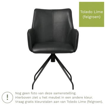 Leren eetkamerstoel Wave - Toledo Lime (felgroen) -, Ophalen of Verzenden, Nieuw, Leer, Bohemian, Eigentijds, Industrieel, Modern, Scandinavisch