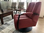 Draaifauteuil met stalen frame en schotelvoet - rood leer, Ophalen of Verzenden, Nieuw, Leer