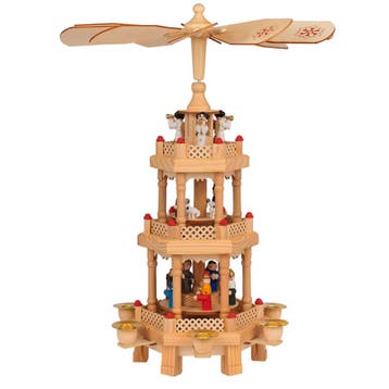 Kerstpiramide Hout 35x20x20cm Kaarsen 3 Etages (Interieur), Diversen, Verzenden, Nieuw