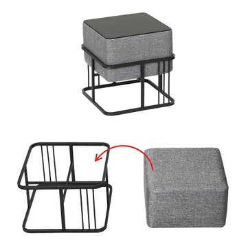 Krukje en bijzettafel Tas vierkant 38x38x38 cm 2-in-1 set li, Verzenden, Nieuw