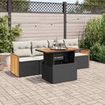 vidaXL 5-delige Loungeset met kussens poly rattan acacia, Verzenden, Nieuw, Rotan, Loungeset