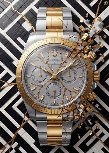 Kleury.art - [XL MATTE PAPER] The Shattered Chronograph by, Nieuw