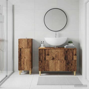 vidaXL 2-delige Badkamerkast Set ARNHEM Oud hout Bewerkt, Verzenden, Nieuw