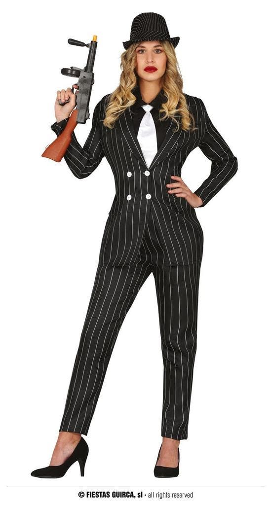 Gangster Krijtstreep Kostuum Dames, Kleding | Dames, Carnavalskleding en Feestkleding, Nieuw, Ophalen of Verzenden
