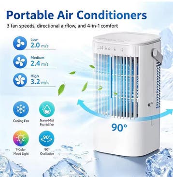 Draagbare Mini Airco en Luchtkoeler 900ml - Mobiele airco, Verzenden, Nieuw