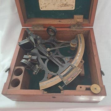 Sextant - Messing, Hout - Zeldzame antieke sextant