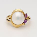 Ring - 18 karaat Geel goud Parel, Nieuw