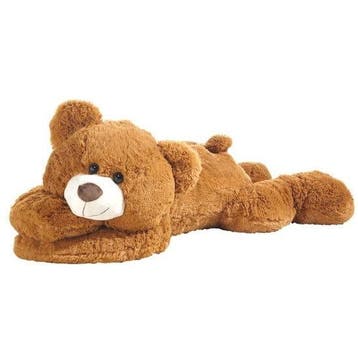 Heunec beer knuffel - pluche - lichtbruin - liggend - 120, Verzenden, Nieuw